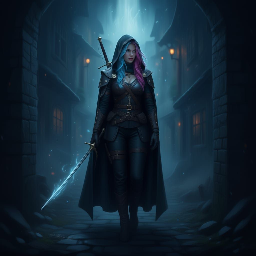 Fantasy Rogue in Shadows with Rapier