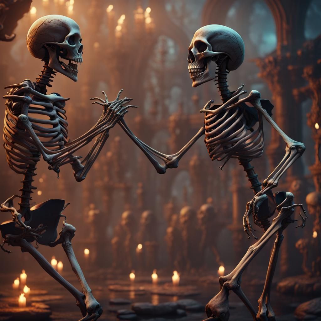 Dancing Living Skeletons: Fantasy Concept Art