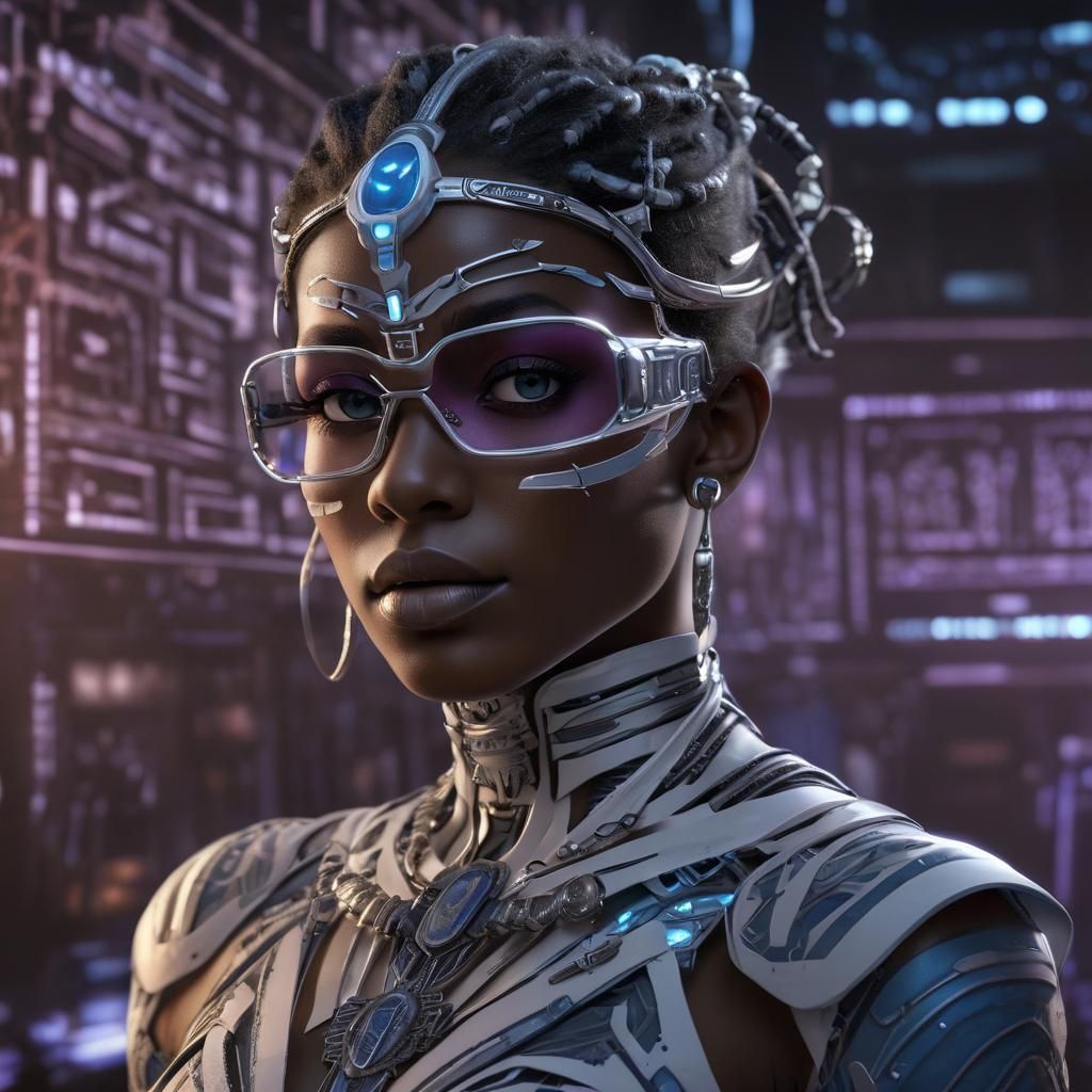 Futuristic Woman with Glowing Markings in Fantasy Art