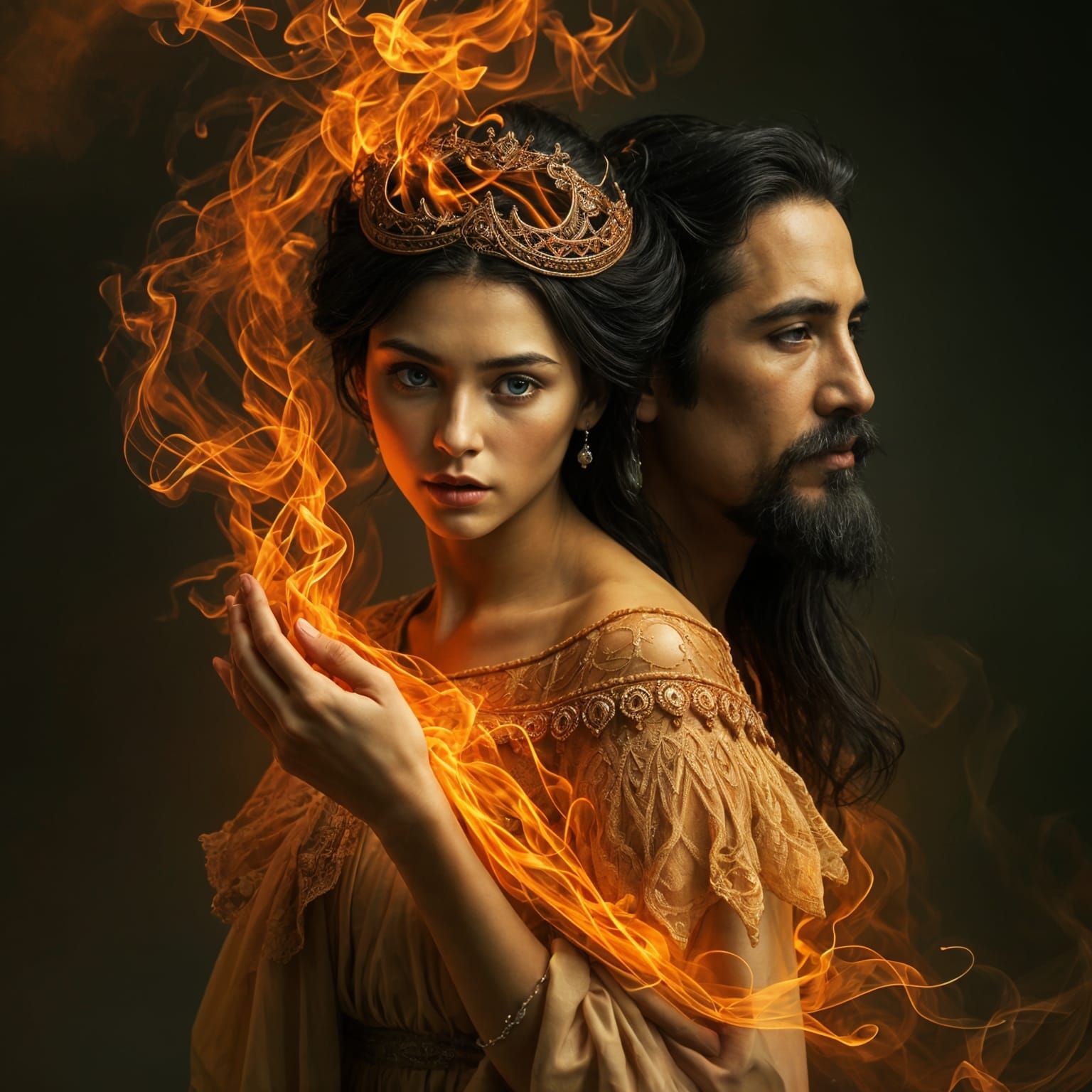 Crystalline Portrait of Parents in Fire Style