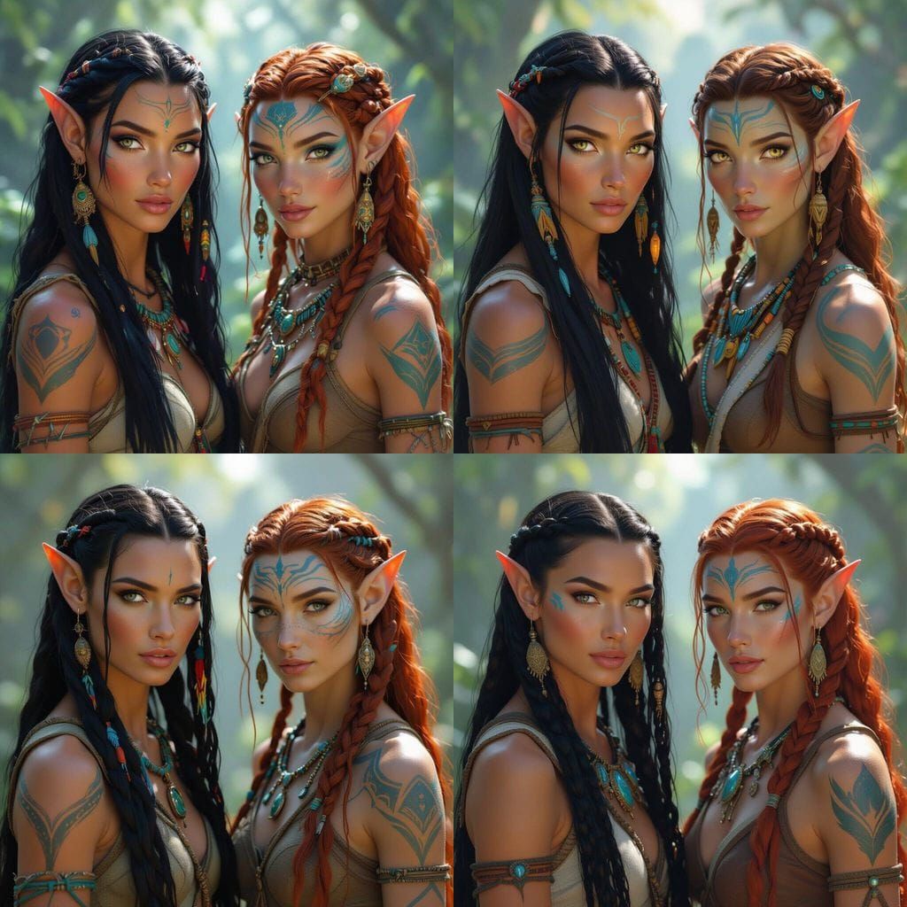 Na'vi-Inspired Figures with Avatar-like Features