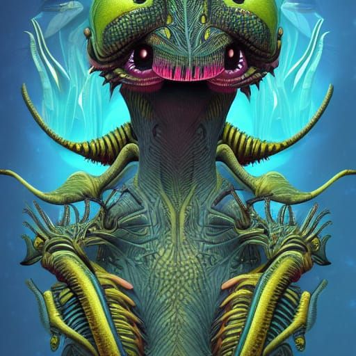 Maximalist Alien Creature: Intricate Digital Art