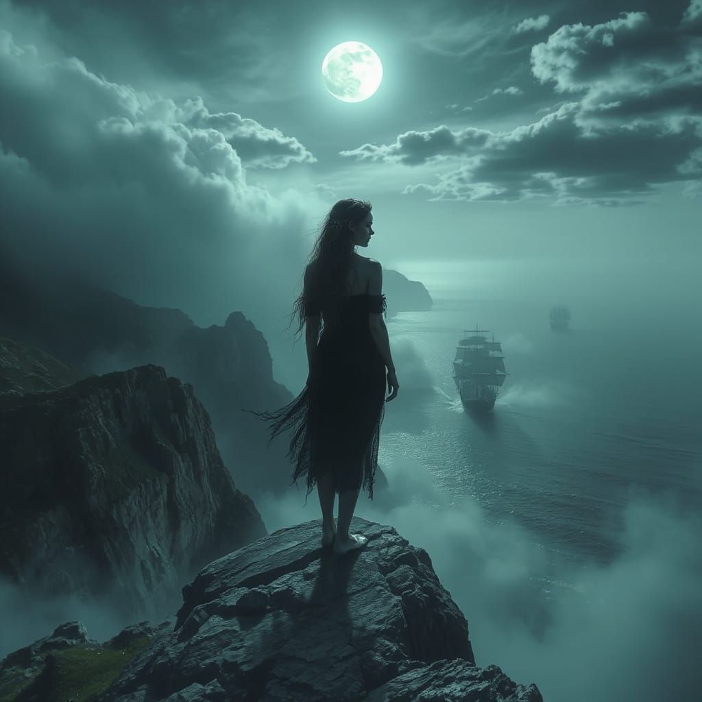 Haunting Beauty Overlooking Spectral Ocean