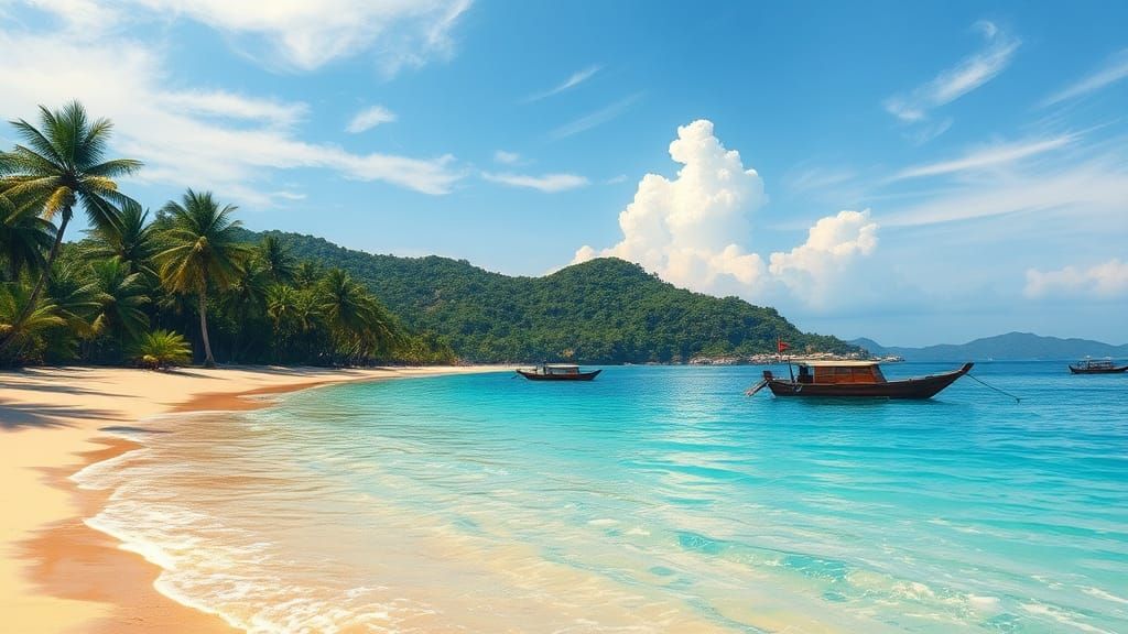 Bangka Island Beach in Impressionist Style