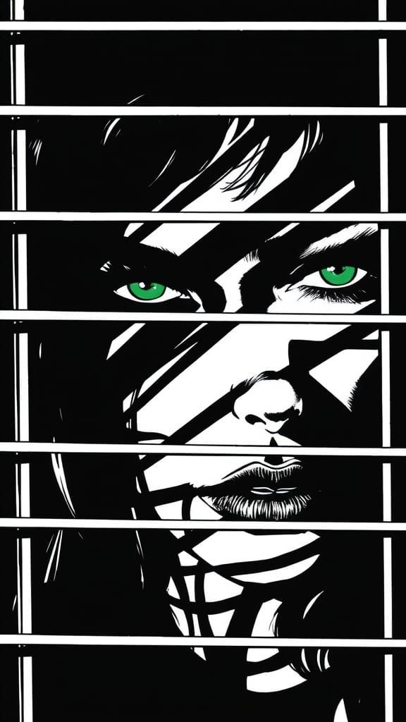 Woman in Striped Shadow: A Sin City Noir Comic