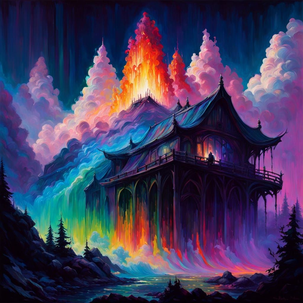 Cyberpunk Apocalypse in Iridescent Oil