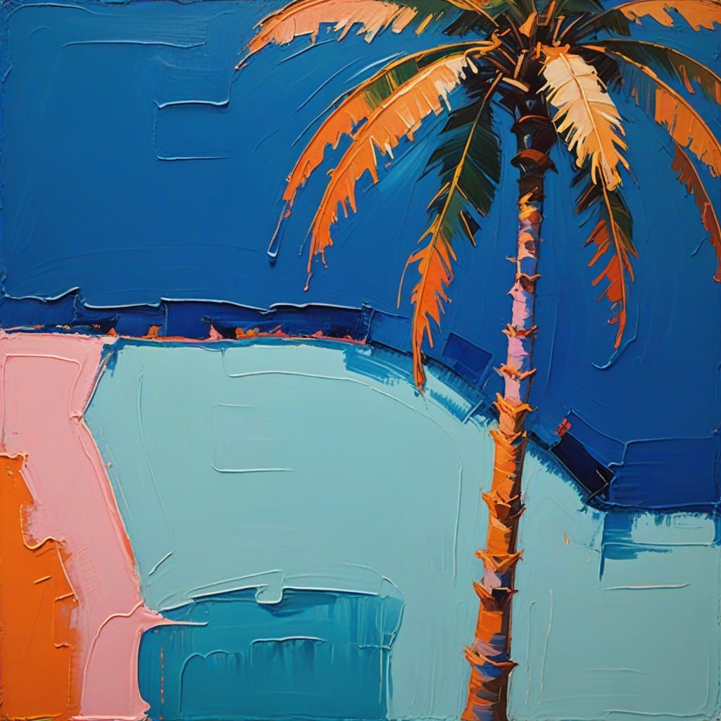 Surrealistic Abstraction in Soft Mint and Ultramarine