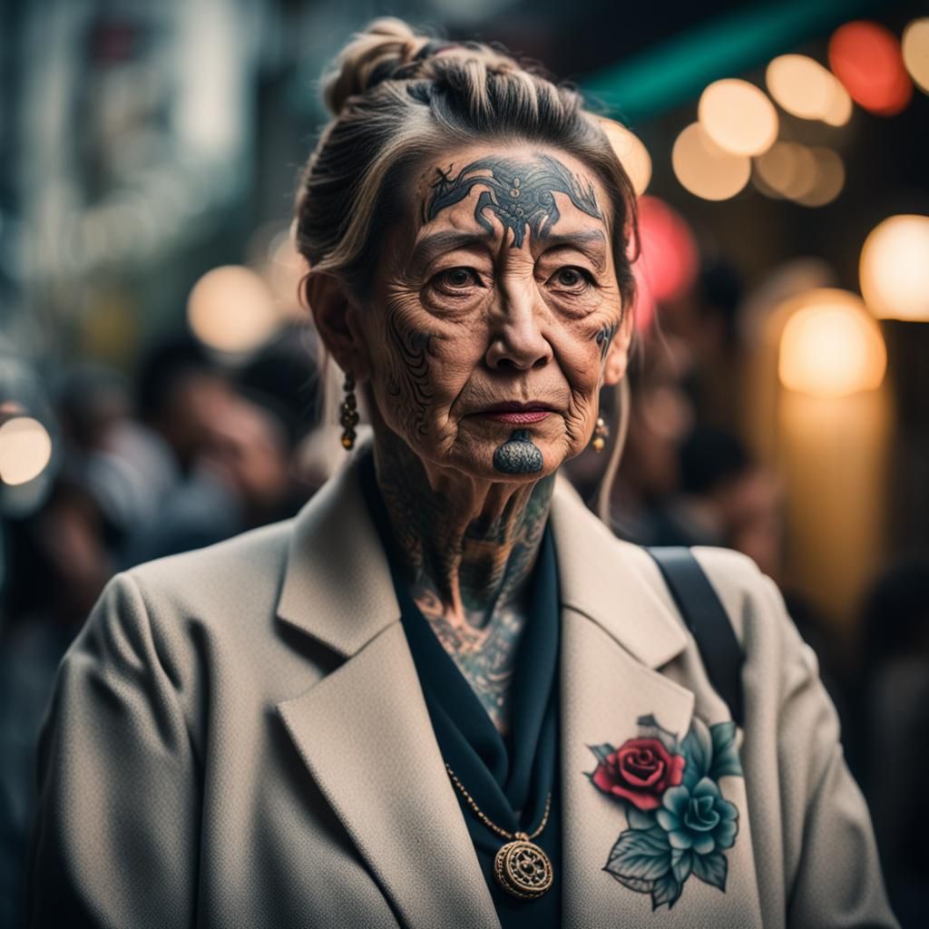 Yakuza Nanny Boss with Tattoos: Professional Photography