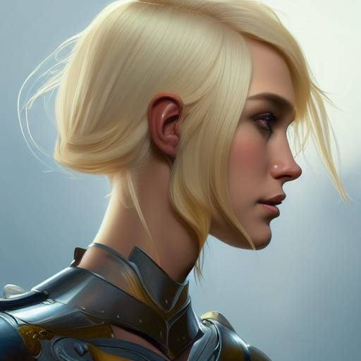 Blonde Knight Portrait in Minimalist Style