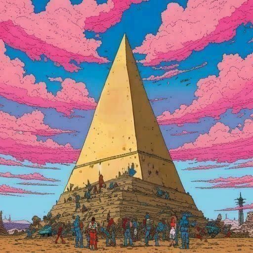 Mechanical Pyramid Art Inspired by Moebius