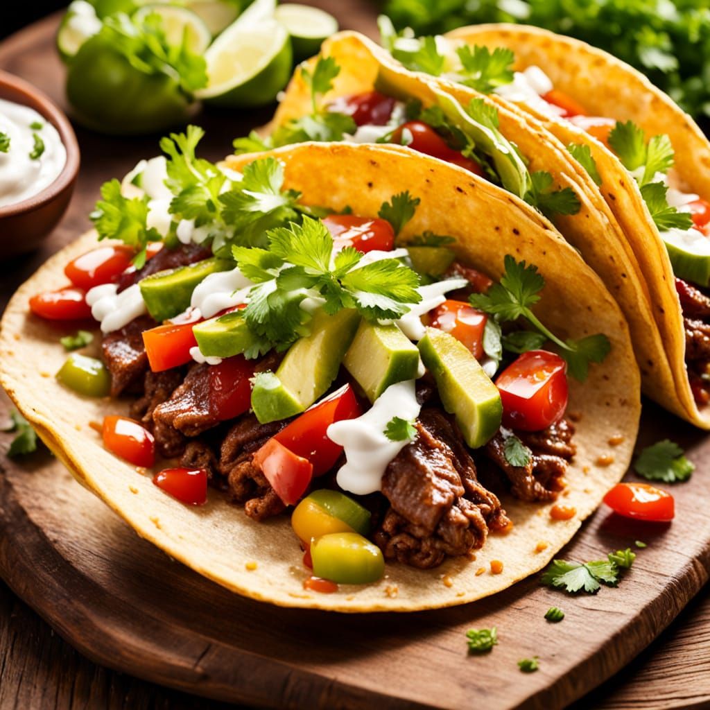 Crispy Beef Taco with Fresh Cilantro in Warm Golden Light