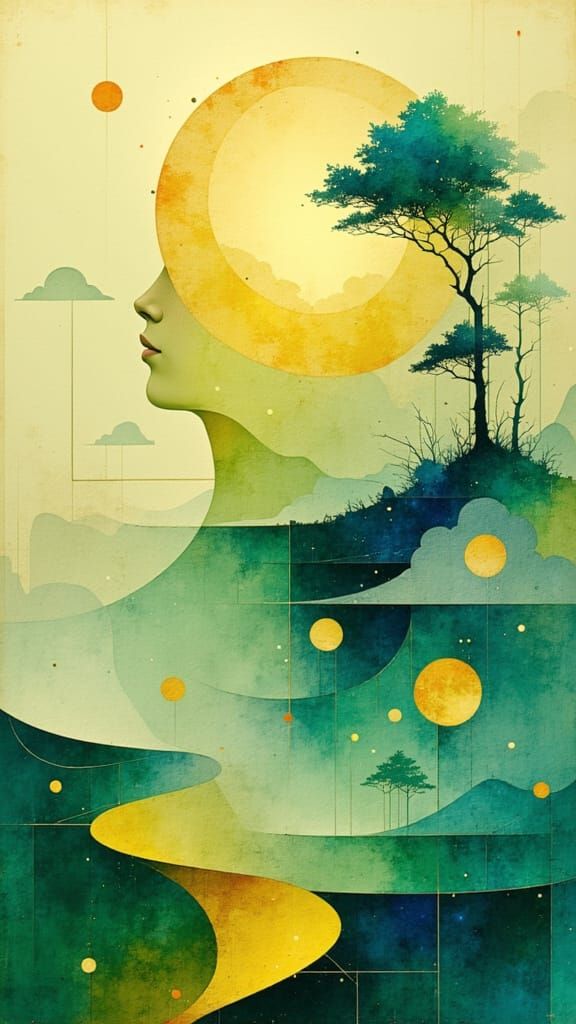 Surreal Earth in Harmony with Sacred Geometry