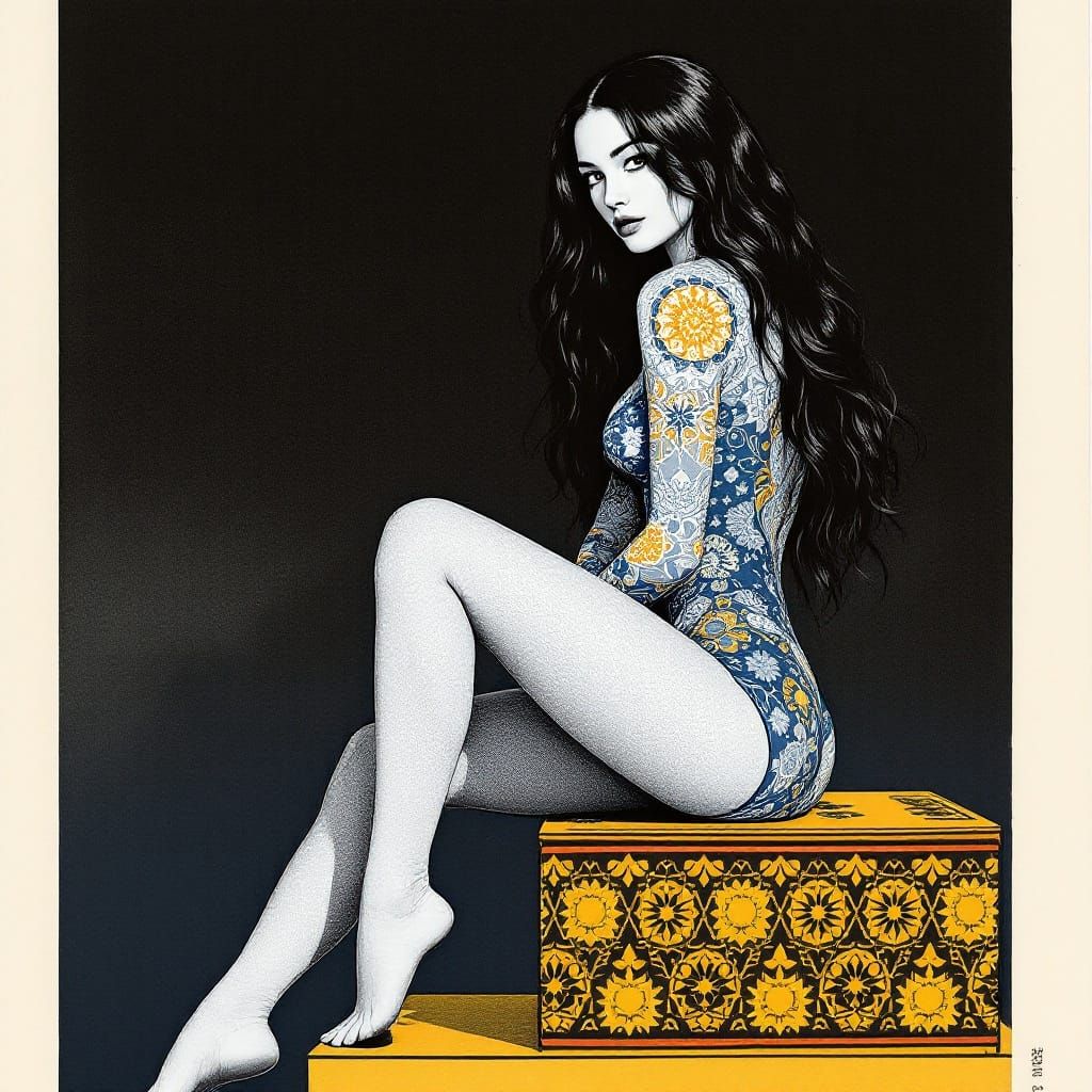 Surreal Ukiyo-e Portrait with Modern Twist