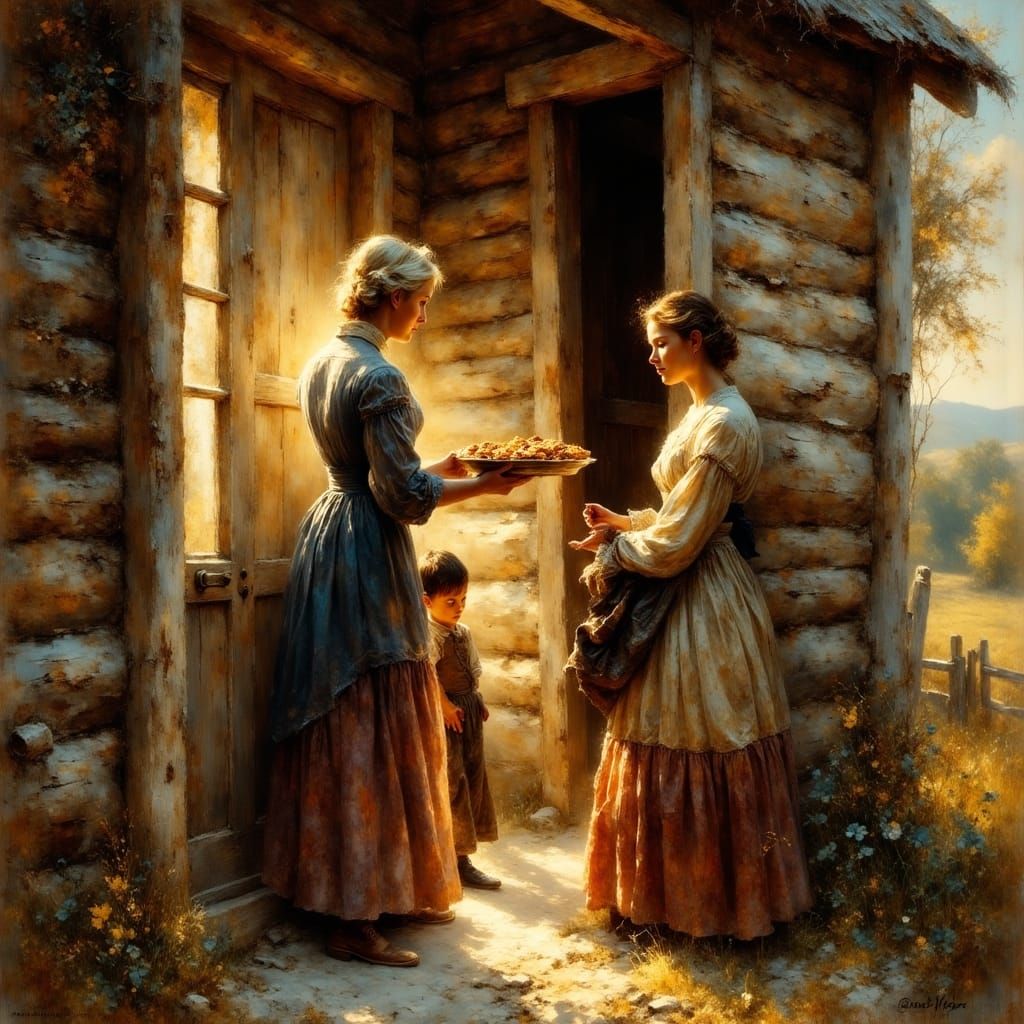 Pioneer Woman Shares Cookies at Frontier Log Cabin