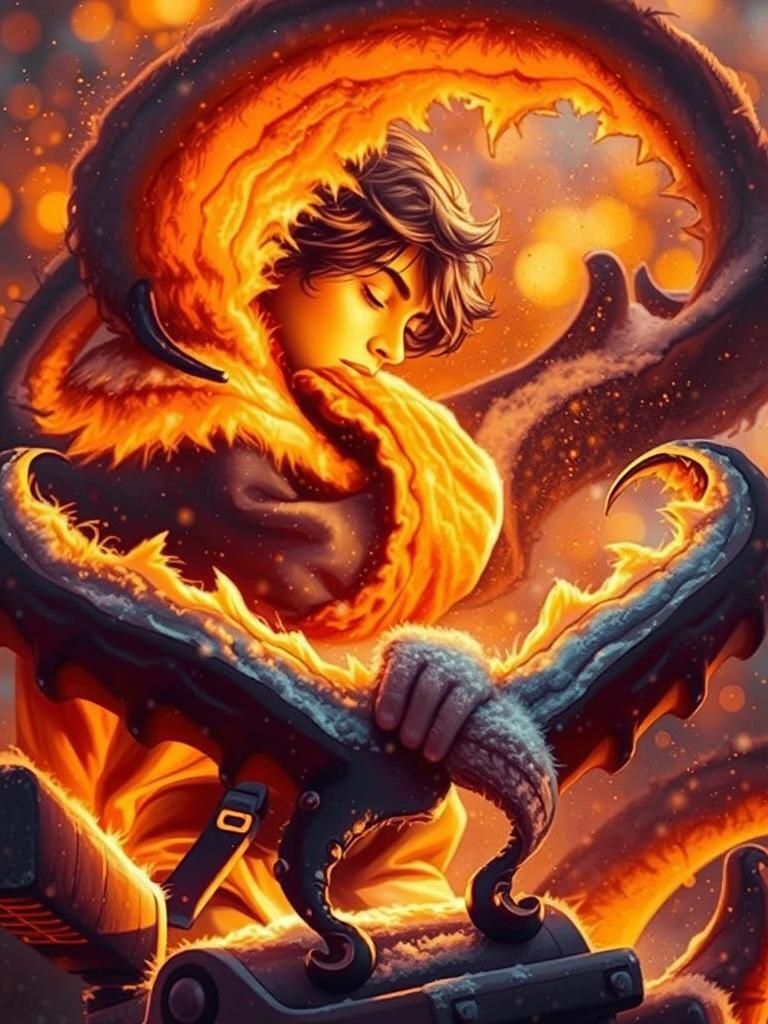 Contemplative Figure in Winter Landscape, Golden Light