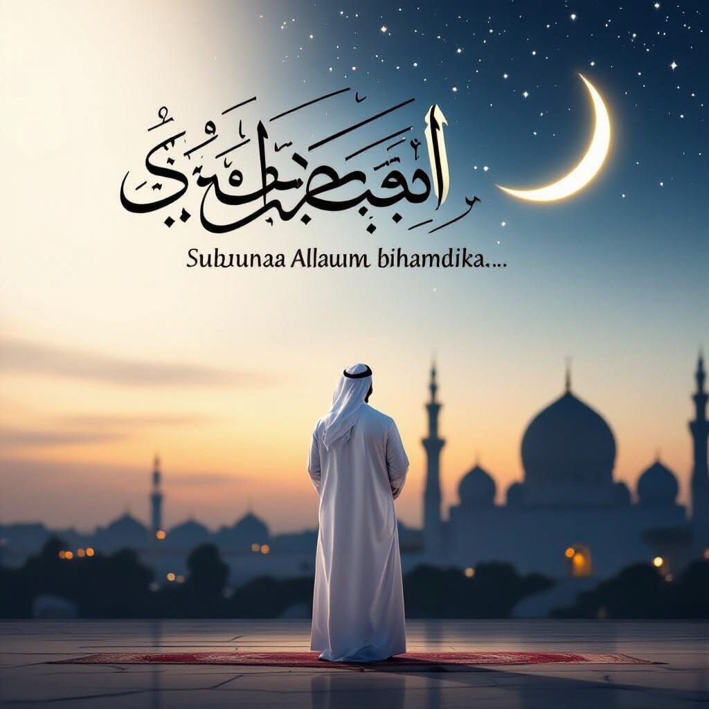 Man in Prayer Under Starry Night Sky