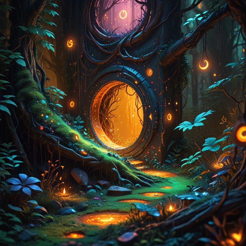 Portal to Mythical Forest: Oil Painting