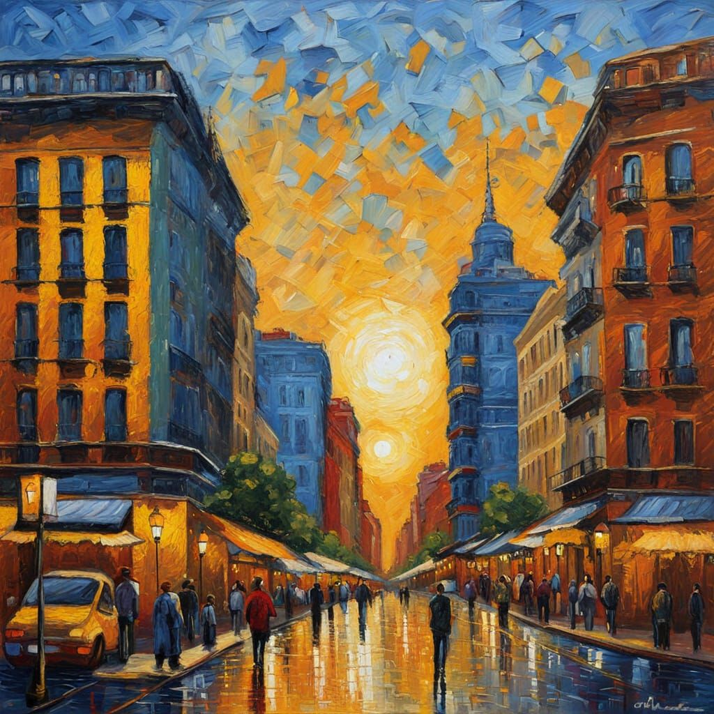 Buenos Aires Cityscape in Neo-Impressionist Style