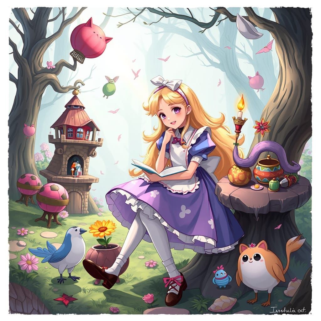 Whimsical Wonderland Dreamscape with Alice