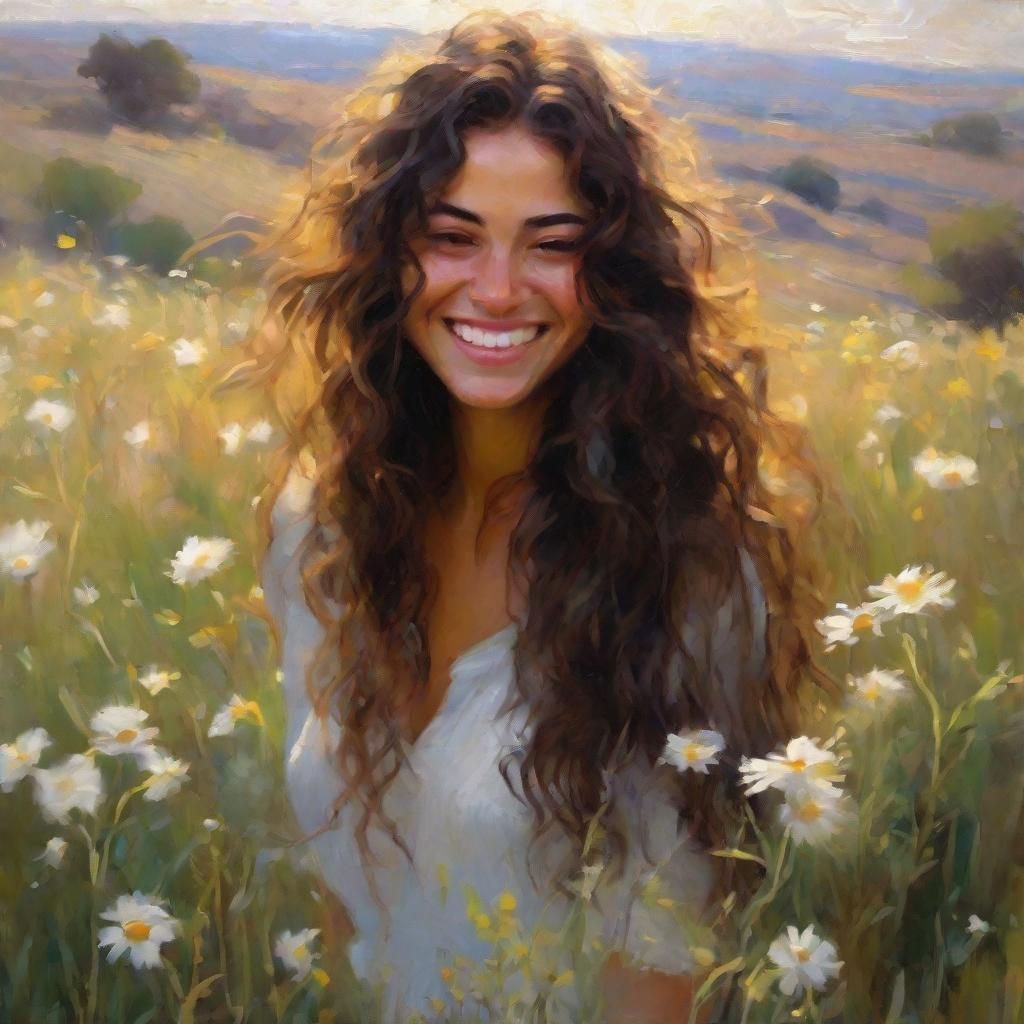 Joyful Youth in a Golden Landscape