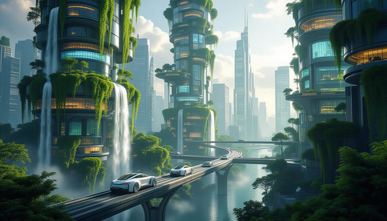 Futuristic Eco-City: Nature and Technology in Harmony