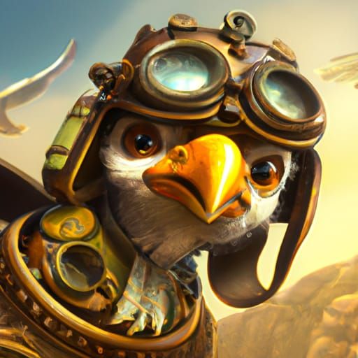 Steampunk Bald Eagle Character Design in Digital Illustratio...