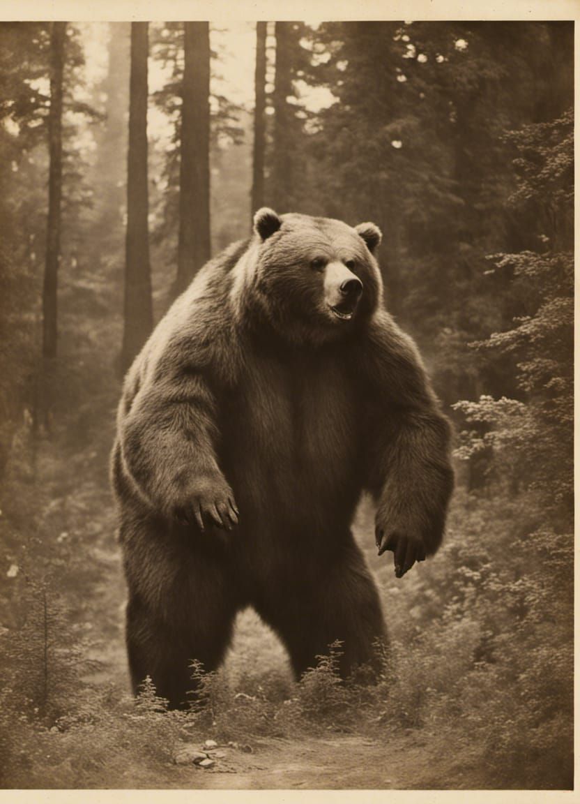Vintage Photo of Towering Bear-Man Beast