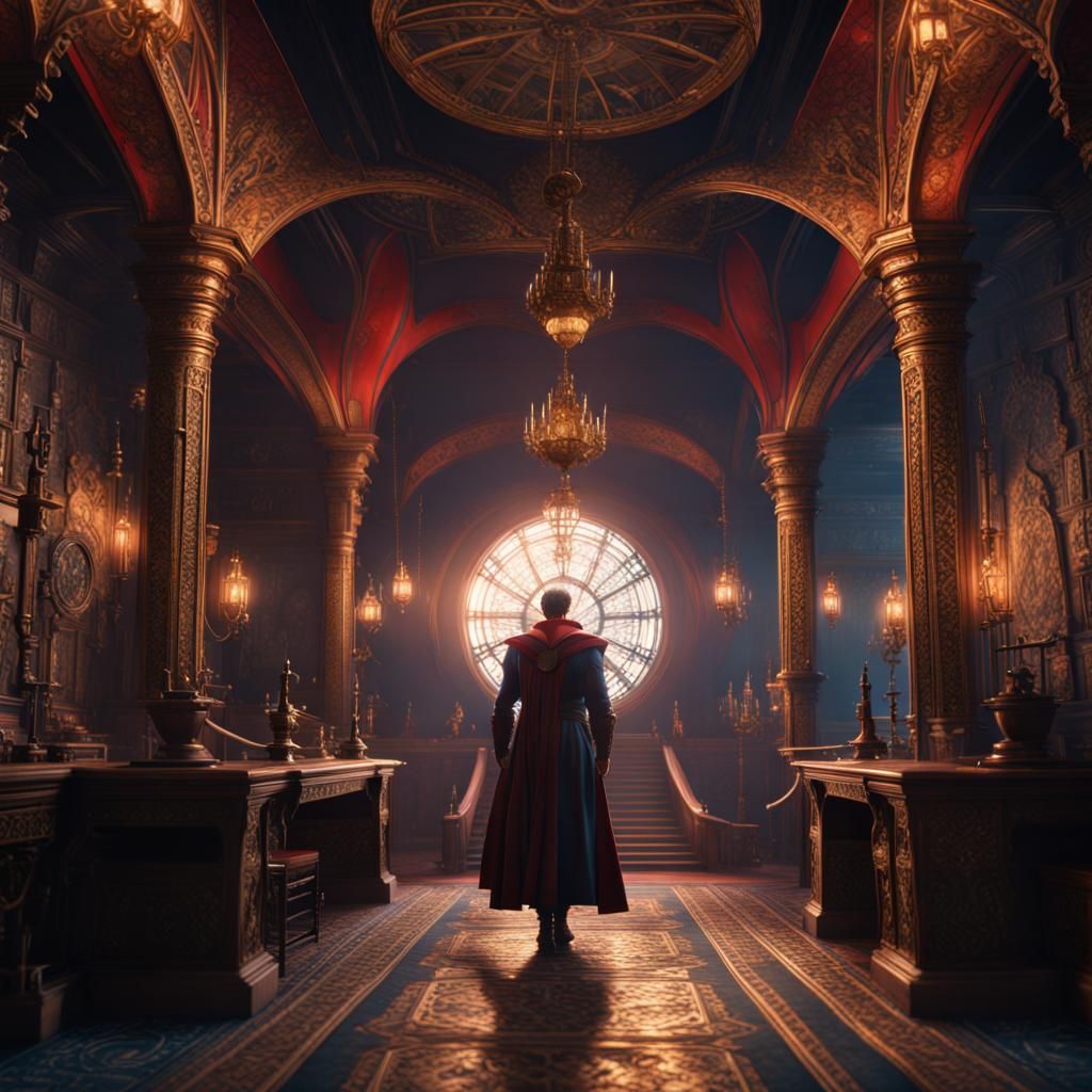 Detailed Matte Painting of Dr. Strange in Fantasy Art