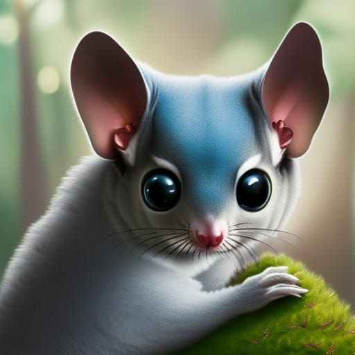 Cute Sugar Glider in Pine Forest, Detailed Matte Painting