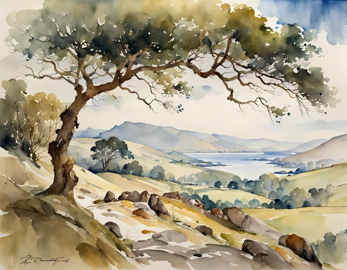 Scottish Landscape Watercolor Inspired by Painterly Art