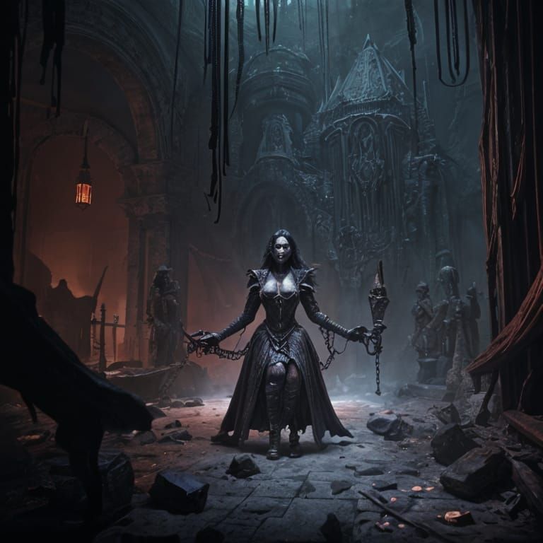 Sinister Dungeon: Woman Chained in Dark Fantasy Art