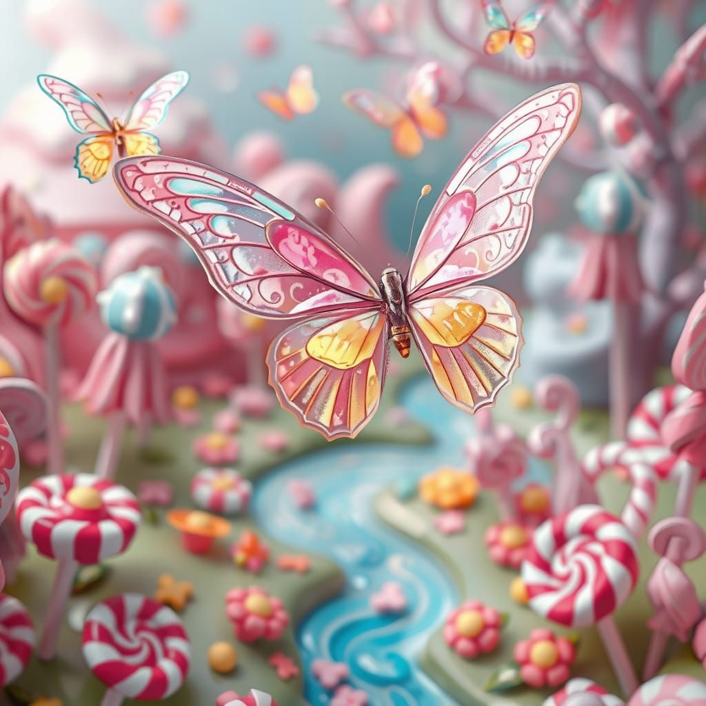 Sugar-Coated Butterflies in Whimsical Candyland