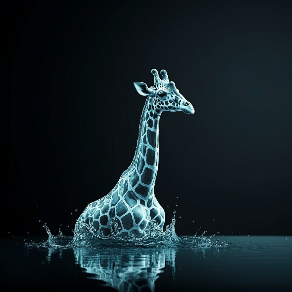 Gelatinous Water Giraffe in Surrealist Style