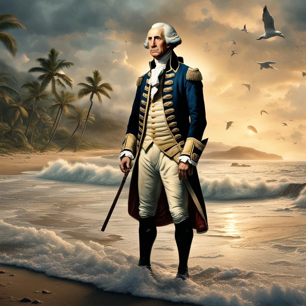 Humorous George Washington Beach Portrait