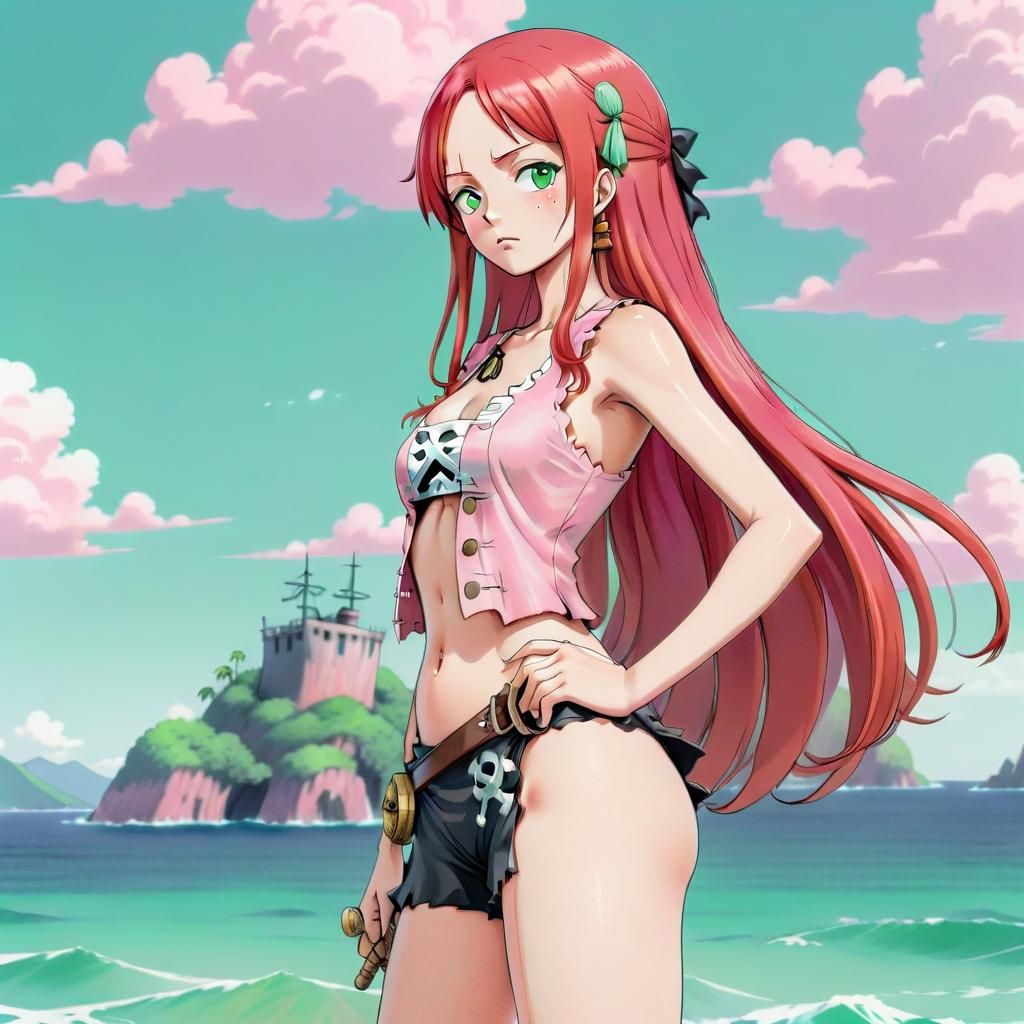 Anime Pirate Woman in One Piece Style