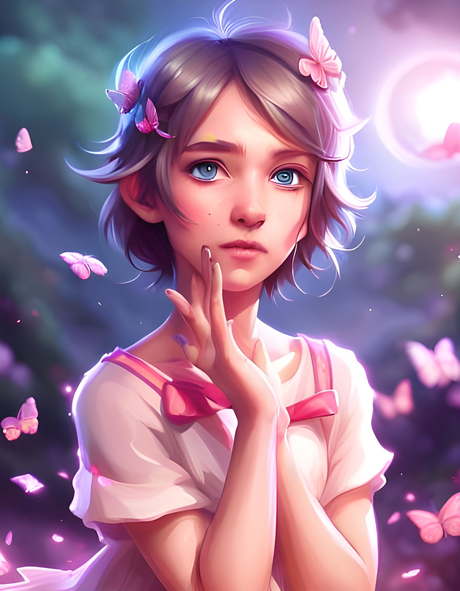 Friendly Butterfly Art by Rutkowski, Mucha, WLOP