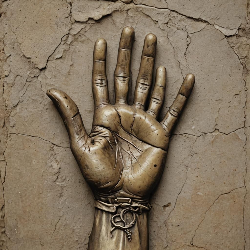 Stylized Fatima Hand with Traditional Designs