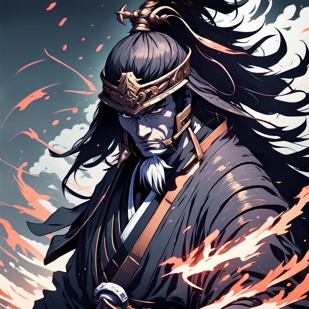 Fantasy Samurai Sorcerer in Anime Style