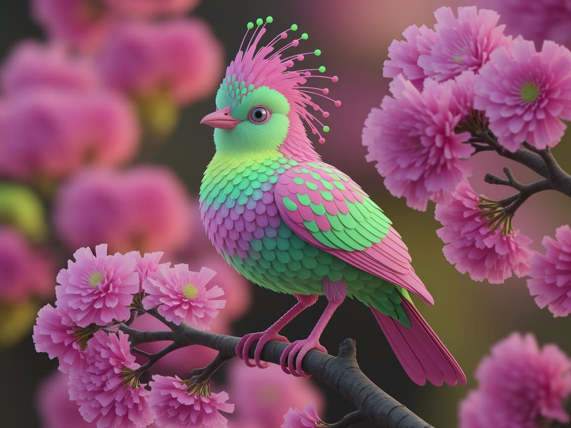 Vibrant Bird in Whimsical Artistic Style