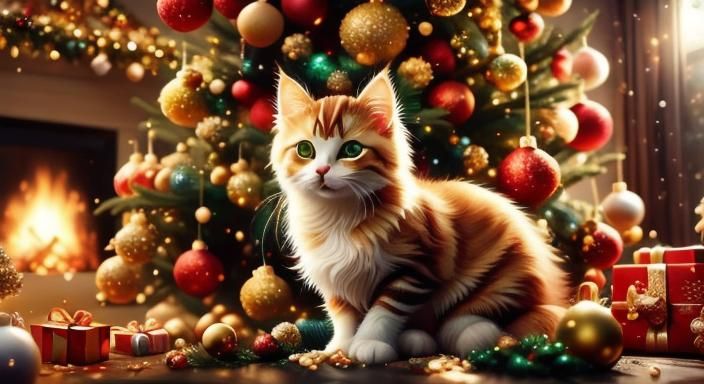 Vibrant Christmas Whimsy in Oil Painting Style