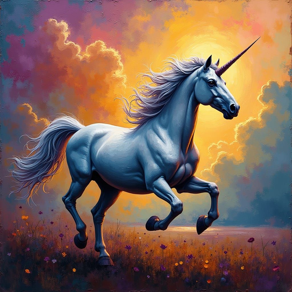 Heavy Metal Unicorn Soars in Gothic Line Art