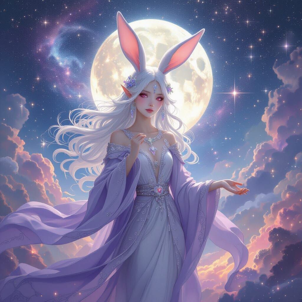 Ethereal Moonfolk in a Starry Galaxy