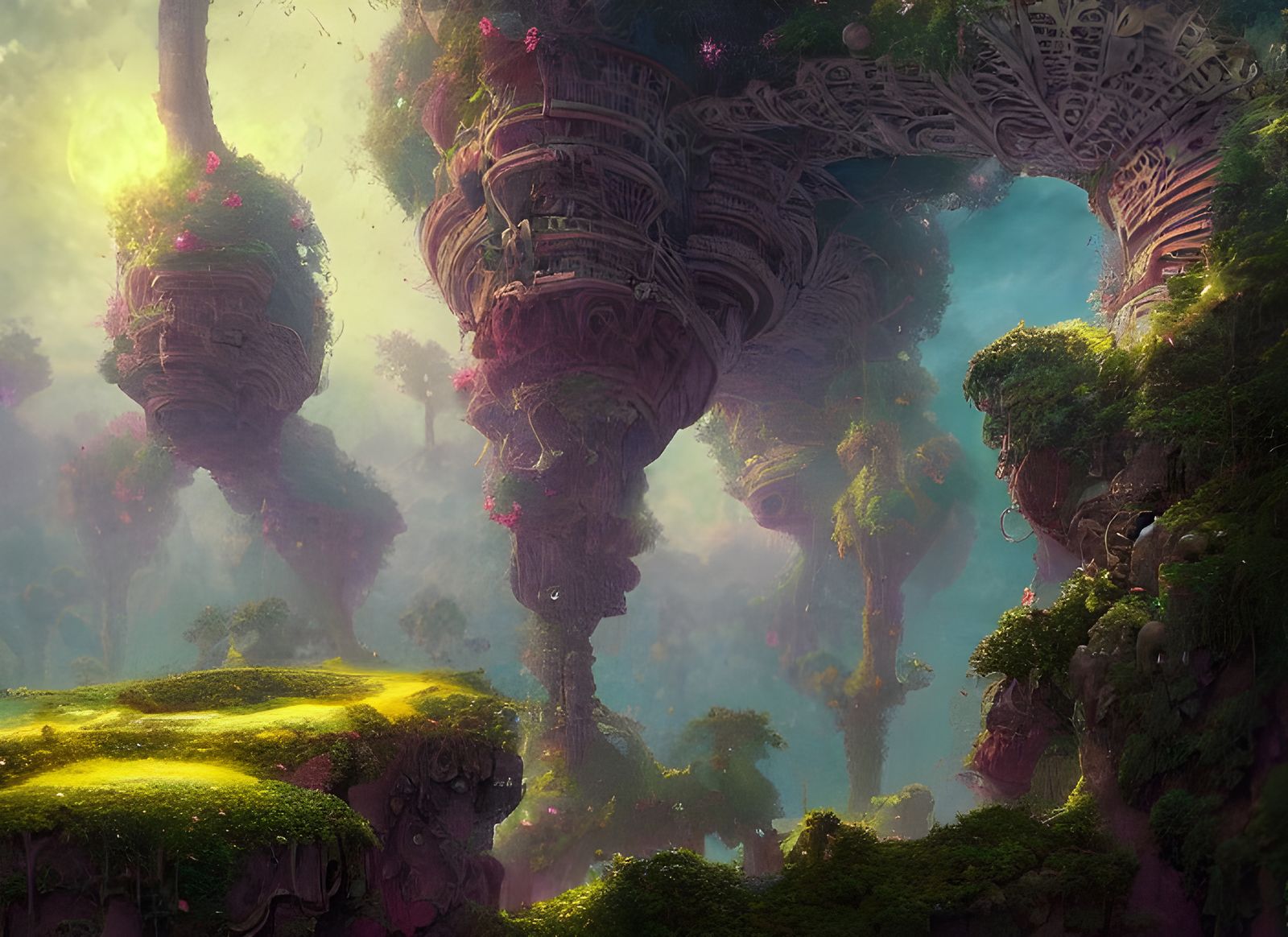 Mystical Nature Machinery in Surreal Digital Painting