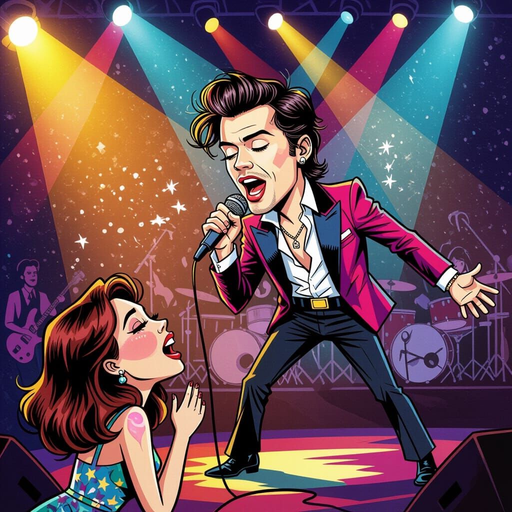 Harry Styles Caricature Concert Performance