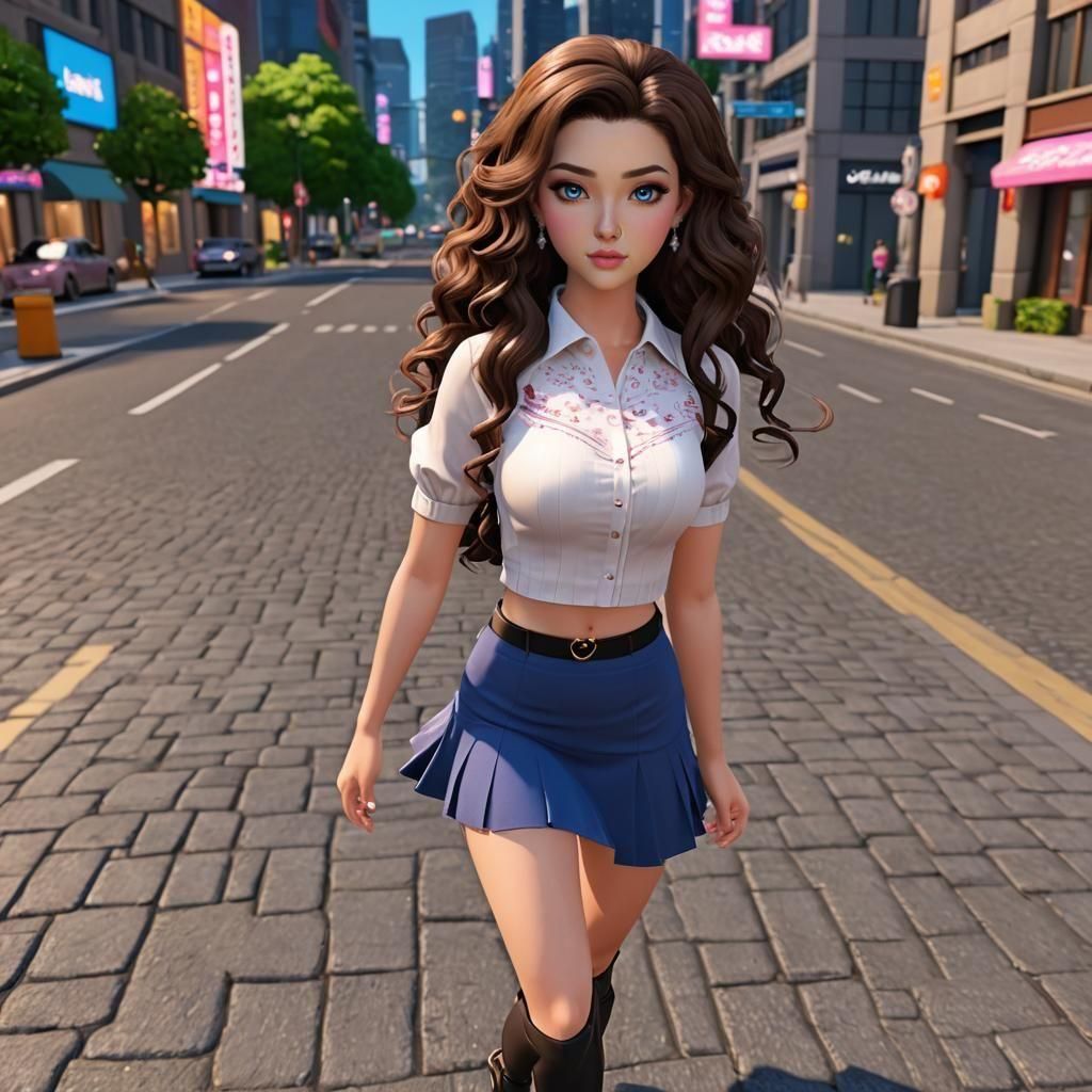 Cute Starlight Girl in Sims Style 3D Render