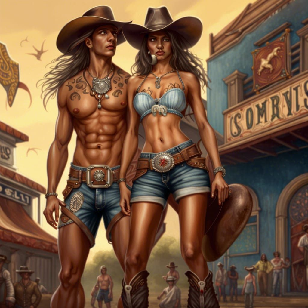 Cowboy Couple in Western Concept Art