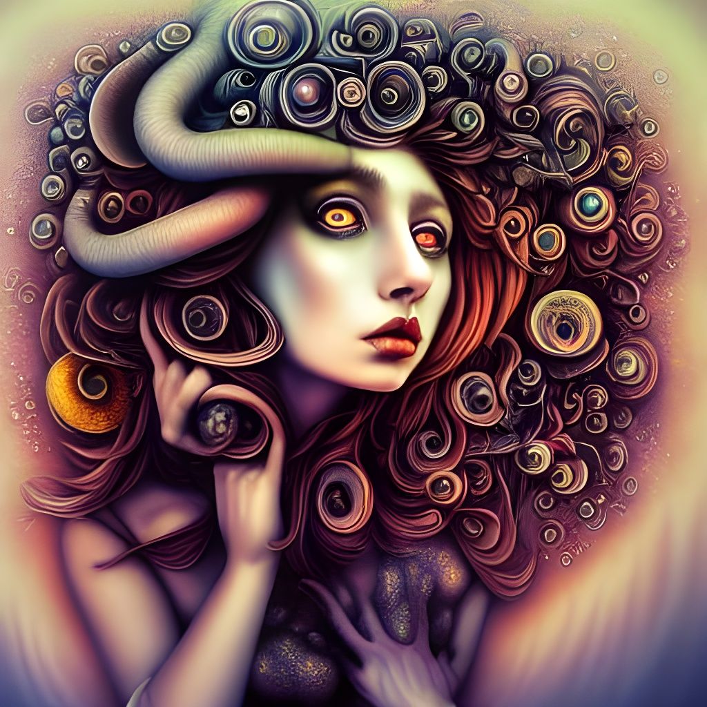 Dream Girl Portrait in Surrealist Style