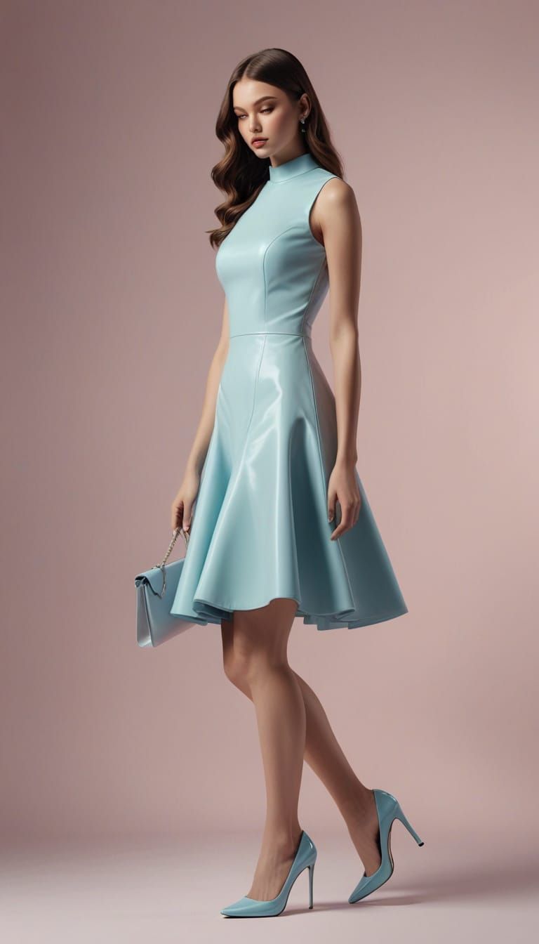 Submissive Woman in Elegant Short Dress & High Heels