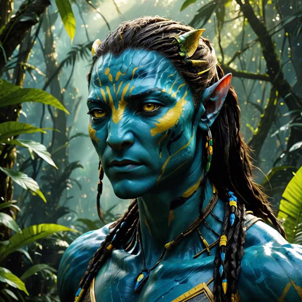 Hyperrealistic Na'Vi Portrait with Colorful Accents