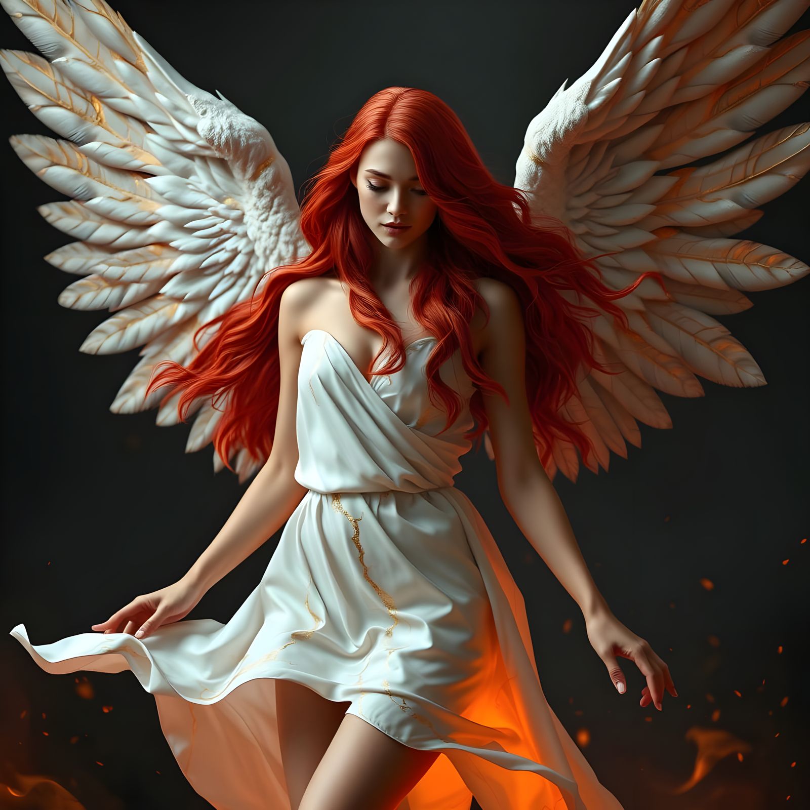 Ethereal Fire Goddess in Silk and Splendor